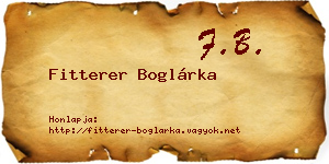 Fitterer Boglárka névjegykártya